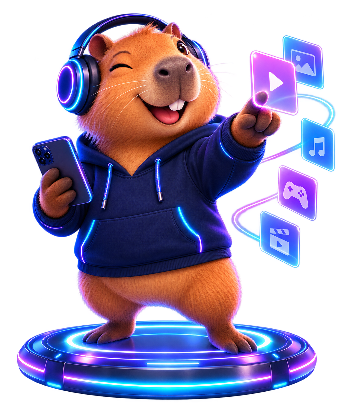 Capibara CodeGhy explorando plataformas digitales